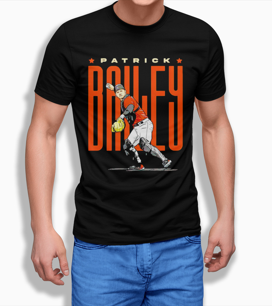 Patrick Bailey Baseball Player Illustration With Orioles Colors Shirt