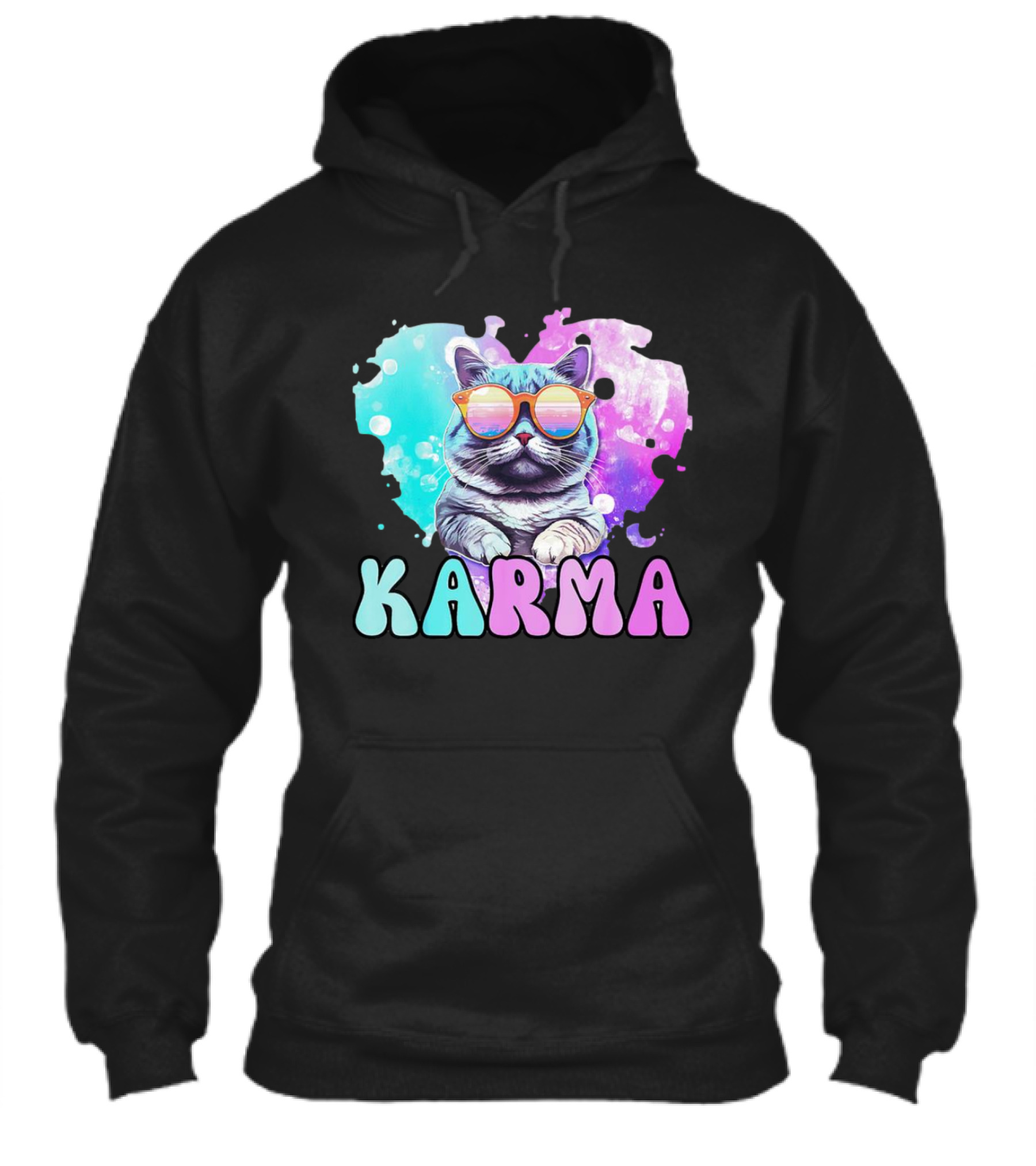 Karma Cat In Sunglasses With Heartshaped Watercolor Background Shirt