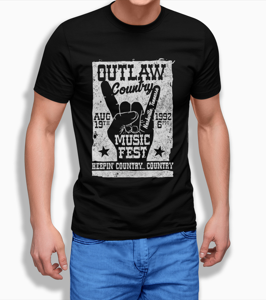 Outlaw Country Music Fest Nashville Tennessee Aug 19Th 1992 6Pm Keepin Country Country Shirt
