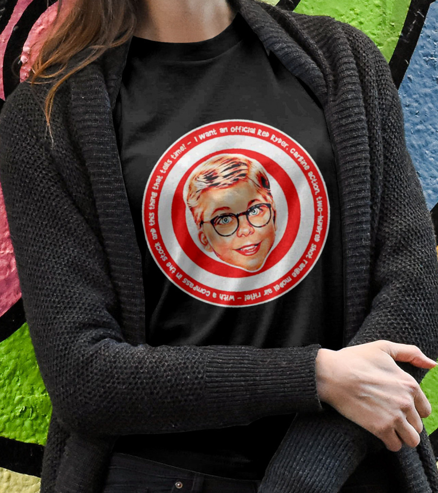 Ralphie Peter Billingsley Christmas Official Red Ryder Carbine Action Two Hundred Shot Range Model Air Rifle Round Shirt