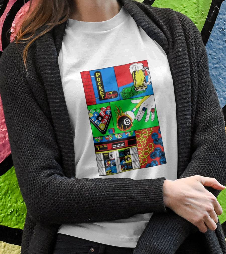 Pocket Lounge Ringer Billiards Beer Music Retro 80S Shirt