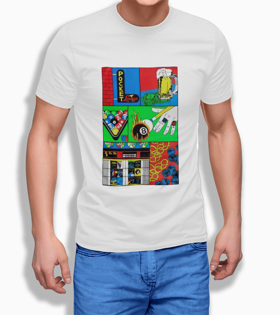 Pocket Lounge Ringer Billiards Beer Music Retro 80S Shirt