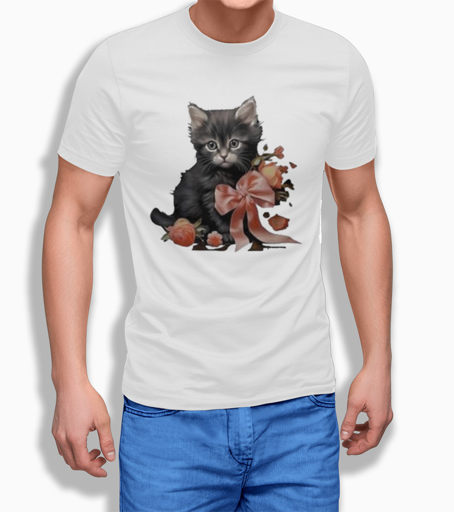 Kimchi And Miso Cute Cat With Bow And Flowers Shirt