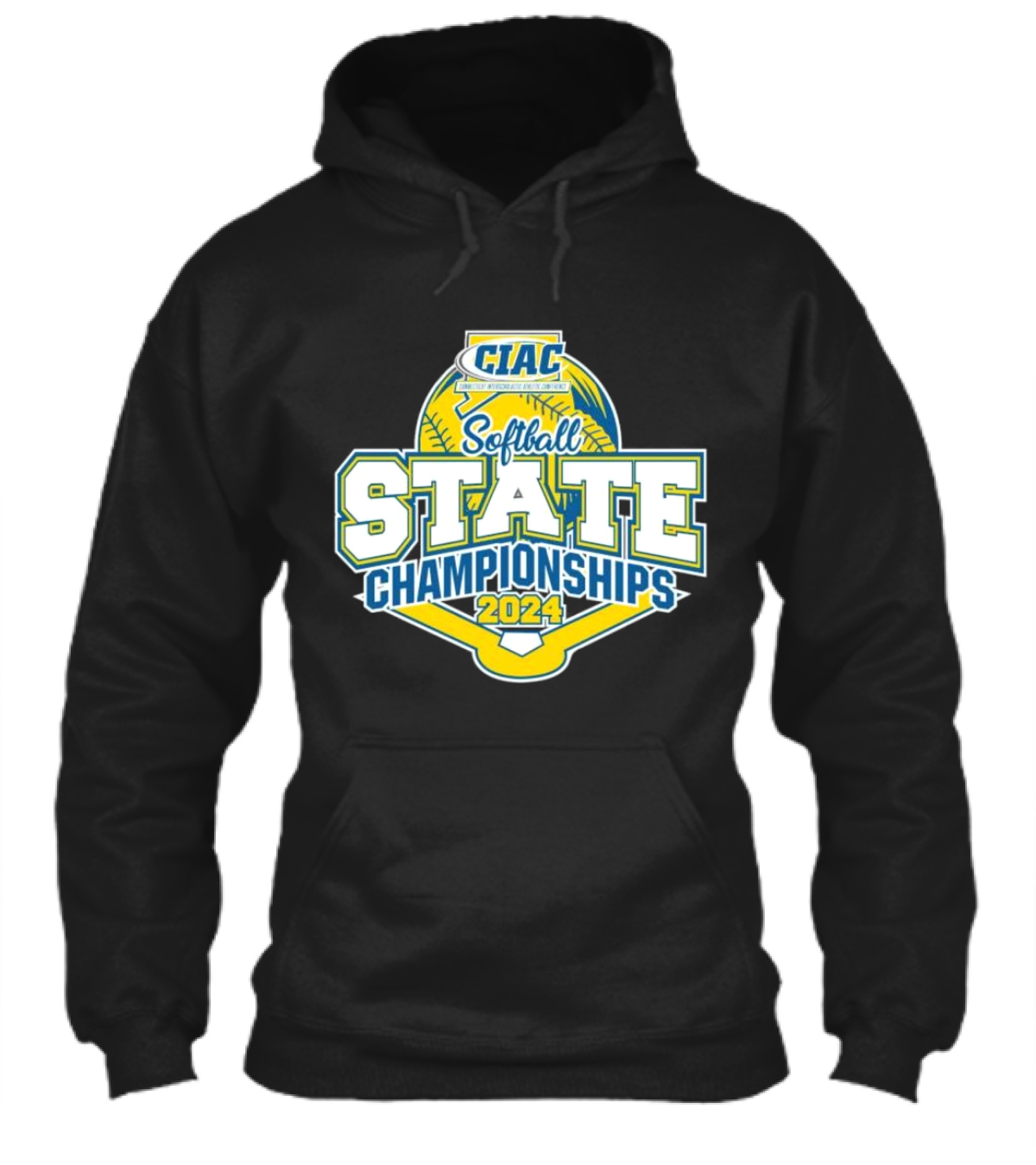 Ciac 2024 Softball State Championships Logo With Yellow Softball And Home Plate Shirt