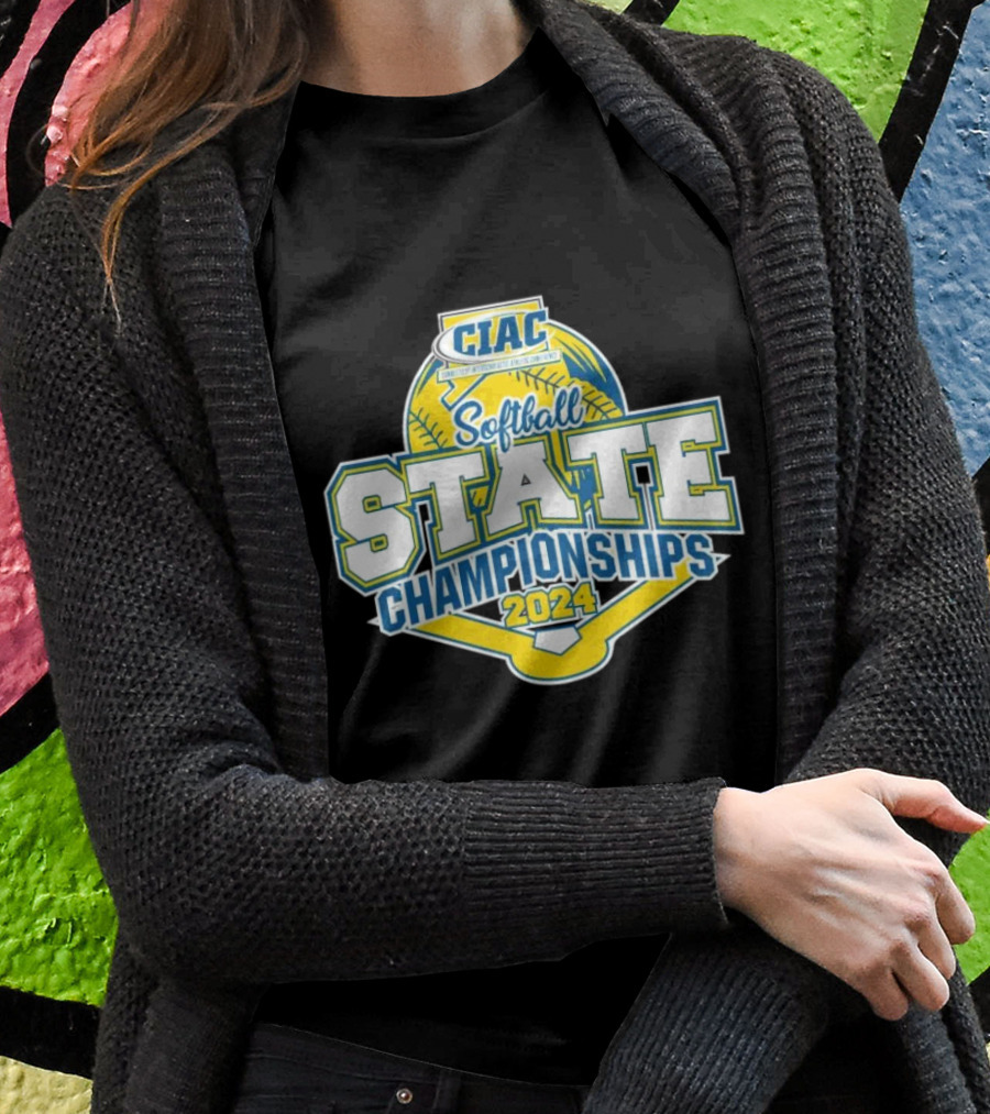 Ciac 2024 Softball State Championships Logo With Yellow Softball And Home Plate Shirt