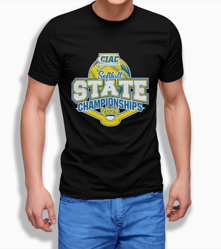 Ciac 2024 Softball State Championships Logo With Yellow Softball And Home Plate Shirt