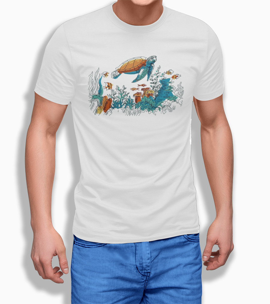 Life Is Good Turtle Oceanscape Boxy Crusher Shirt