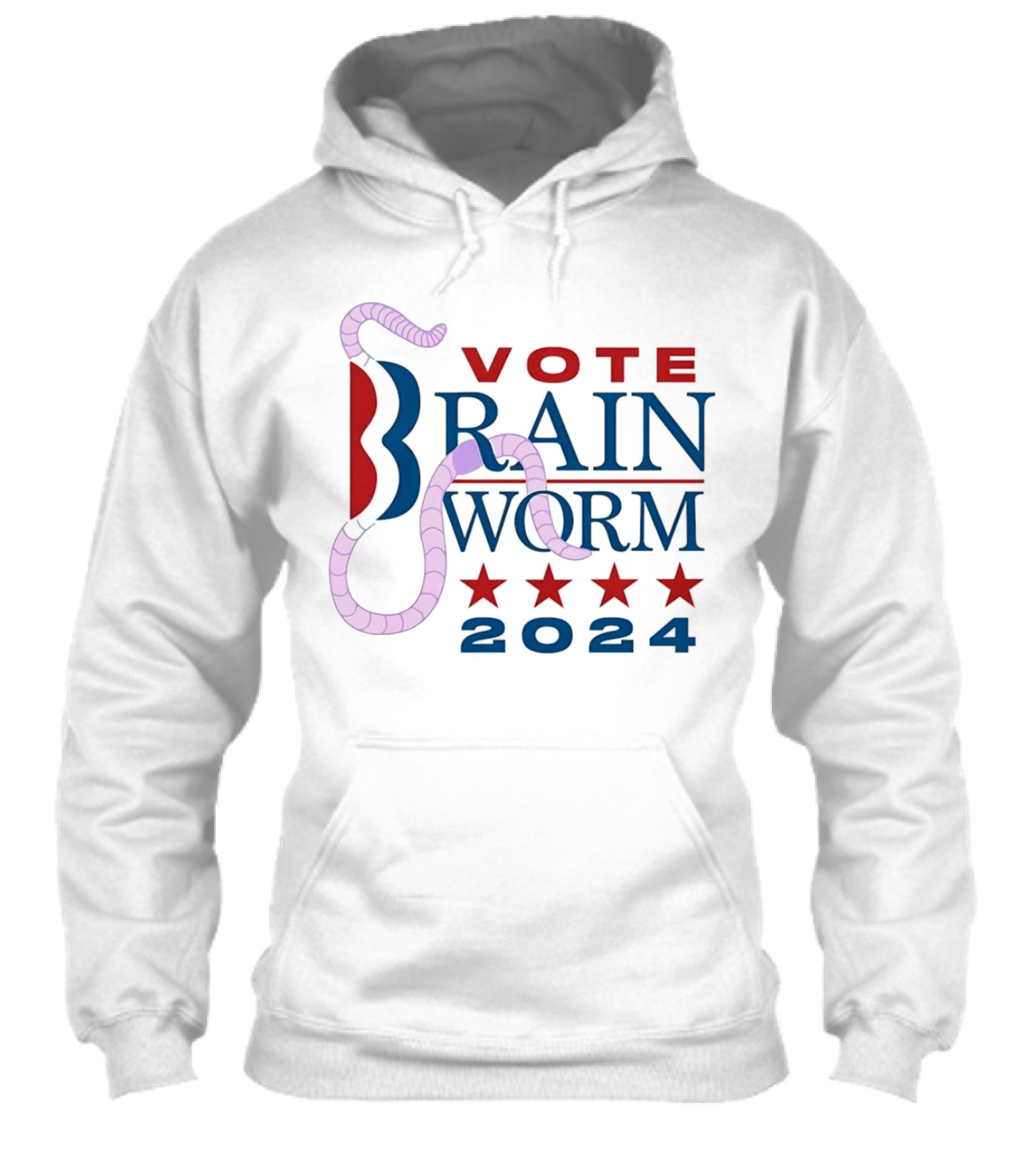 Vote Brain Worm 2024 Red Stars Blue Text Shirt