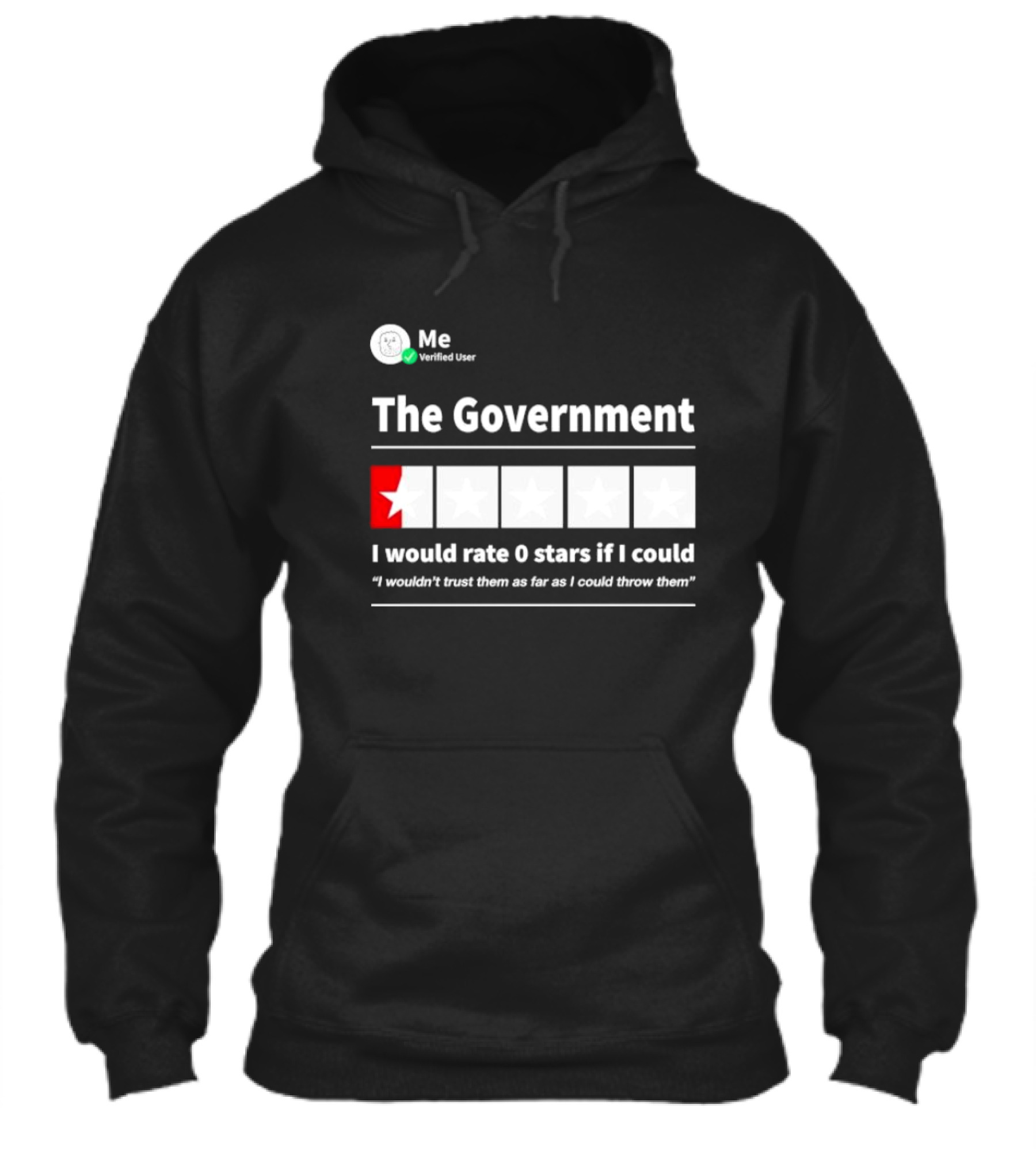 Me Verified User The Government I Would Rate 0 Stars If I Could I Wouldnt Trust Them As Far As I Could Throw Them Shirt