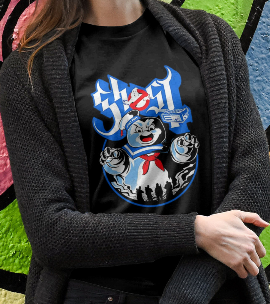 Stay Puft Marshmallow Man Ghostbusters Inspired With Ghostbusters Logo Shirt