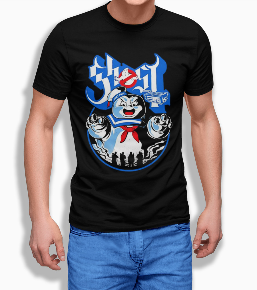 Stay Puft Marshmallow Man Ghostbusters Inspired With Ghostbusters Logo Shirt