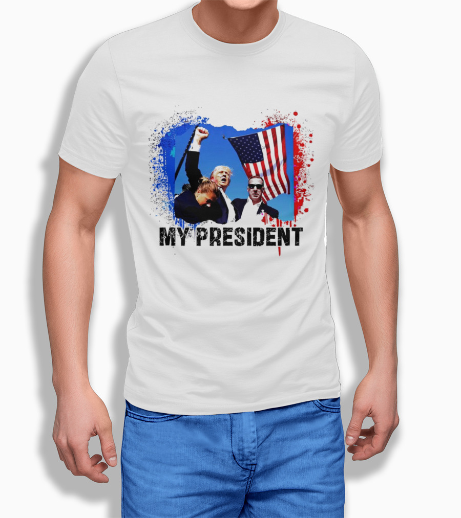 Trump Is My President Fight 2024 Rally With American Flag And My President Text Shirt