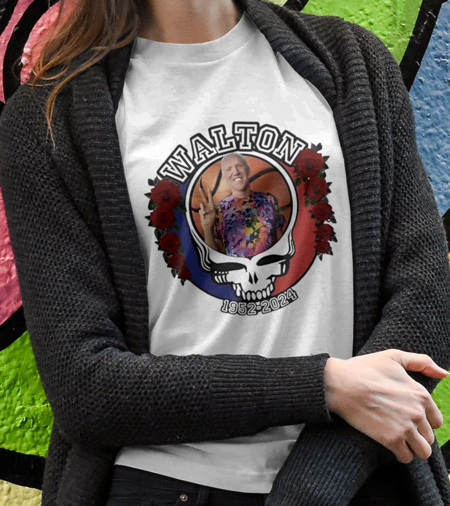 Bill Walton 19522024 Grateful Dead Steal Your Face Roses Basketball Shirt