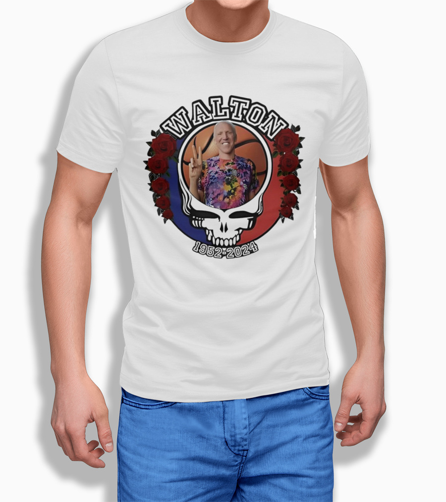 Bill Walton 19522024 Grateful Dead Steal Your Face Roses Basketball Shirt
