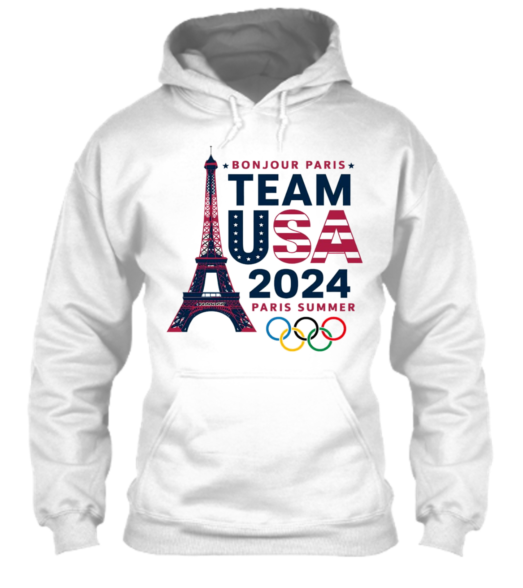 Bonjour Paris Team Usa 2024 Paris Summer Olympics Eiffel Tower Rings Shirt