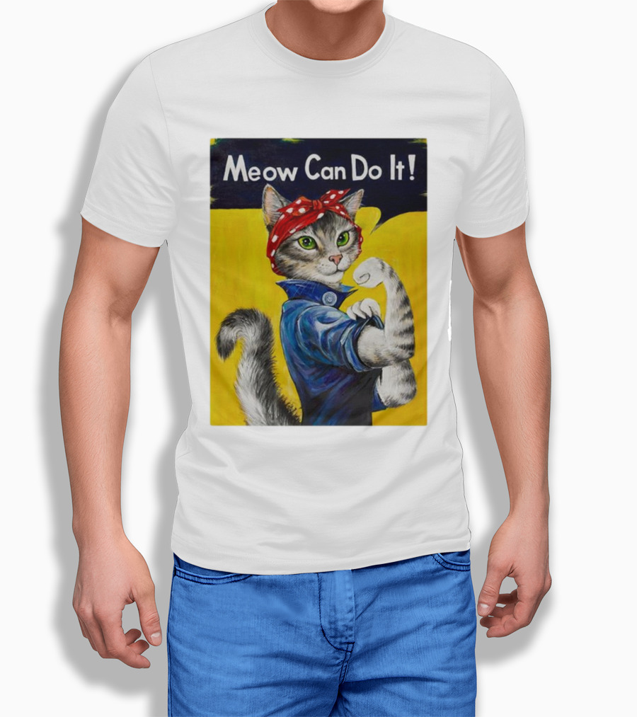 Meow Can Do It Rosie The Riveter Cat Red Bandana Shirt