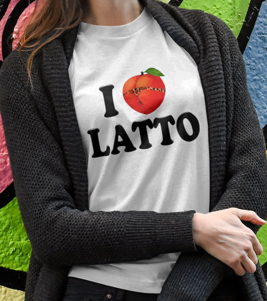 I Love Latto Peach With Leopard Print Detail Shirt