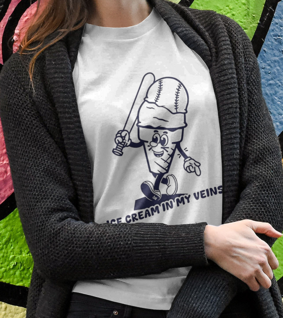 Ice Cream In My Veins Baseball Cone Bat Character Shirt