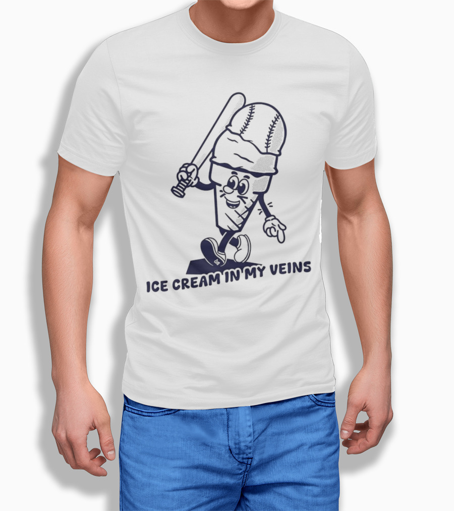 Ice Cream In My Veins Baseball Cone Bat Character Shirt