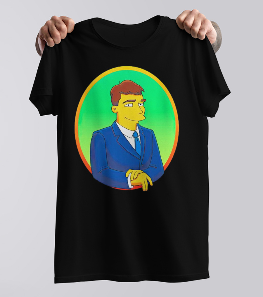 Gwen Walz Simpson Cartoon Style Portrait Oval Frame Shirt