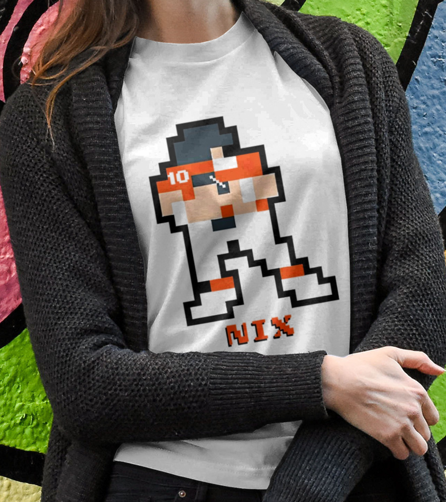 Bo Nix 8Bit Pixel Art 10 Block Figure Shirt