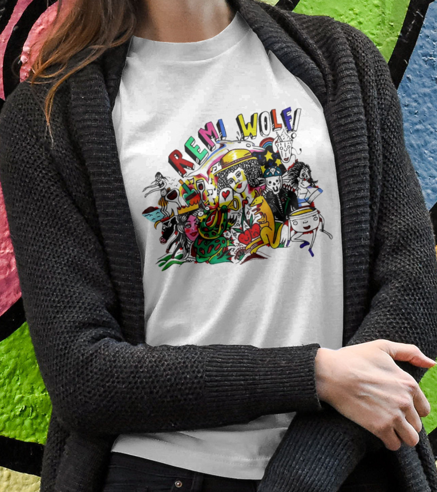 Big Ideas Remi Wolf Colorful Doodle Animation Shirt