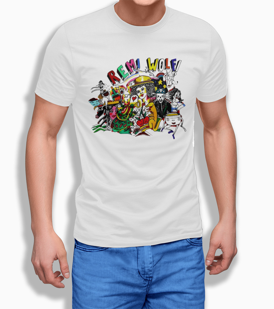 Big Ideas Remi Wolf Colorful Doodle Animation Shirt