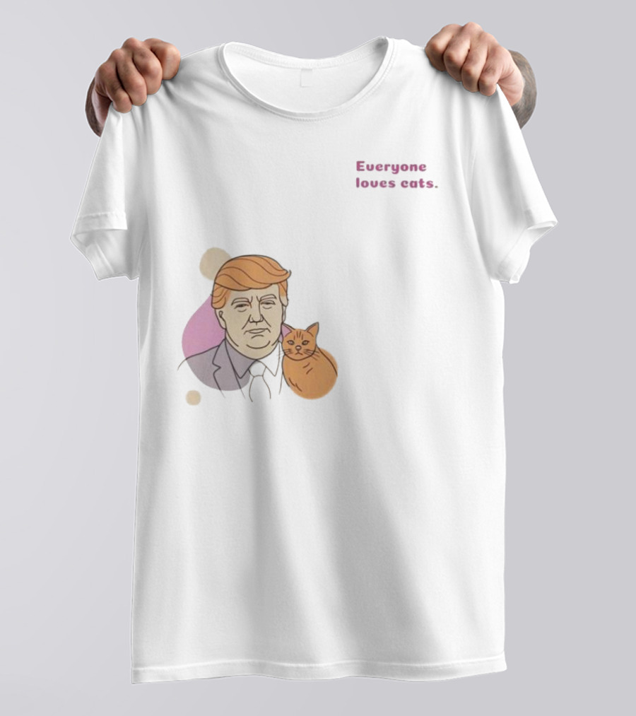 Cats For Trump 2024 Election Red And Blue Split Background With Cat In Suit And Tie Shirt