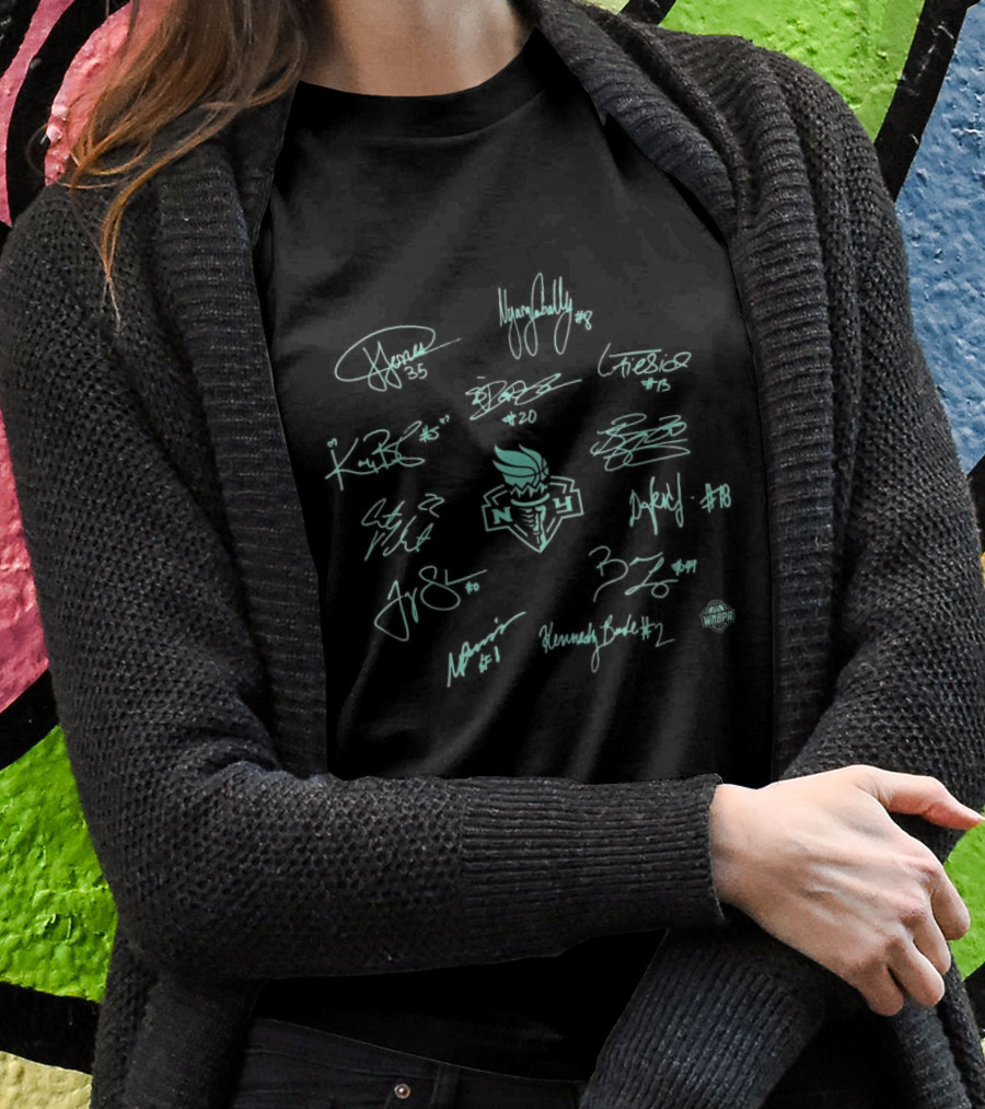 New York Liberty 2024 Wnba Finals Champions Roster Signatures Liberty Shirt