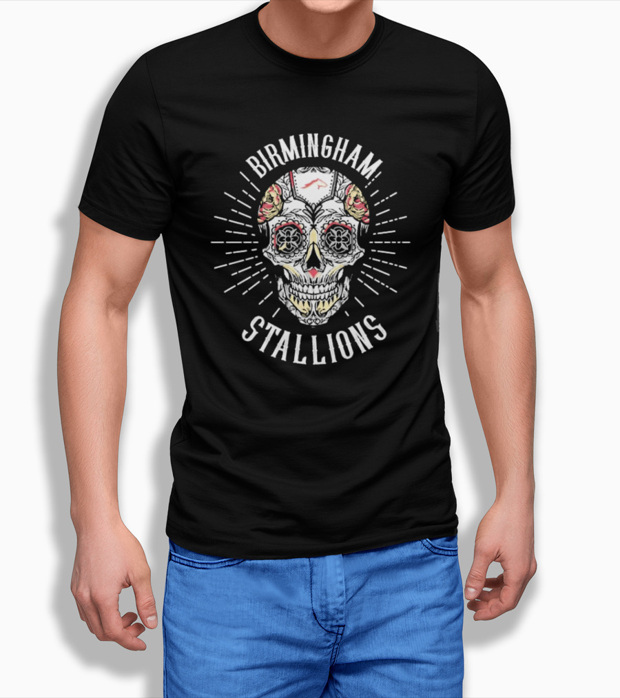 Birmingham Stallions Dia De Los Muertos Skull Shirt