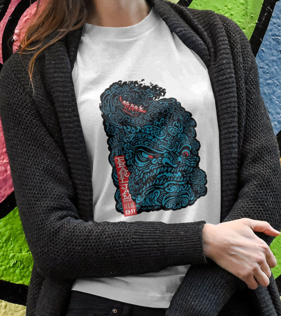 Pearl Jam Pixies Auckland November 8 2024 The Great Wave Japanese Shirt