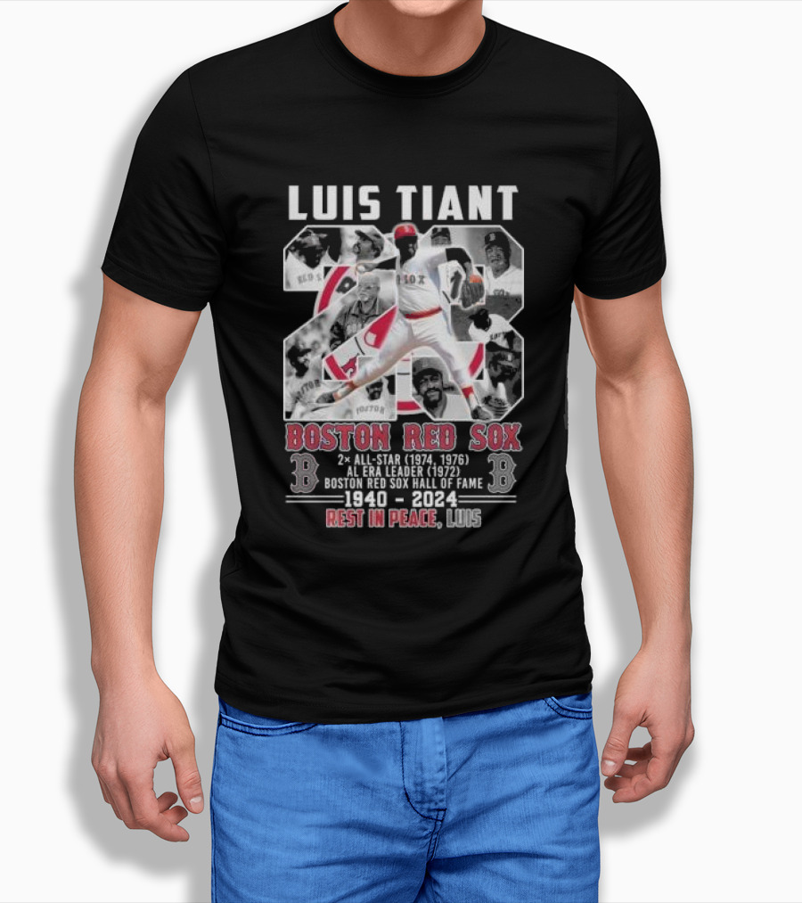 Luis Tiant Boston Red Sox 2X Allstar Era Leader Hall Of Fame 19402024 Rest In Peace Shirt