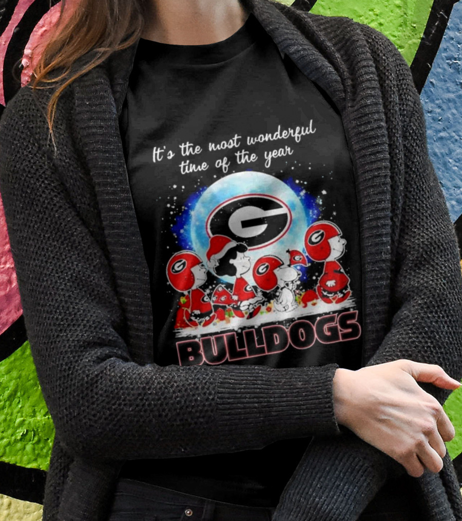 Peanuts Georgia Bulldogs Most Wonderful Time Christmas Shirt