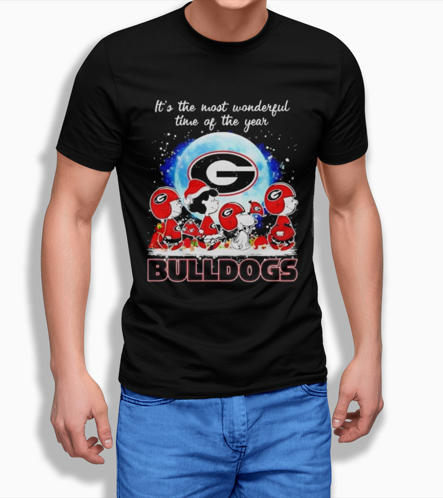 Peanuts Georgia Bulldogs Most Wonderful Time Christmas Shirt