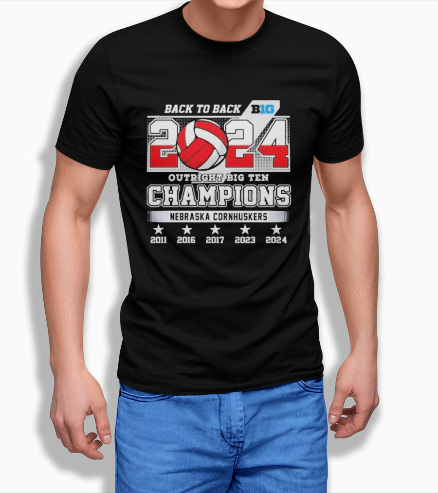 Back To Back 2024 Outright Big Ten Champions Nebraska Cornhuskers Volleyball Excellence Shirt