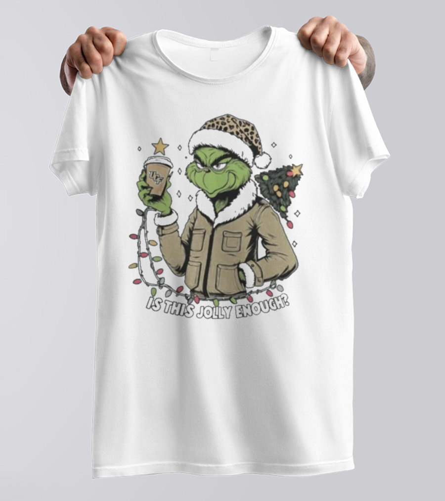 Unlv Rebels Grinch Is This Jolly Enough Merry Christmas Coffee Lights Tree Shirt