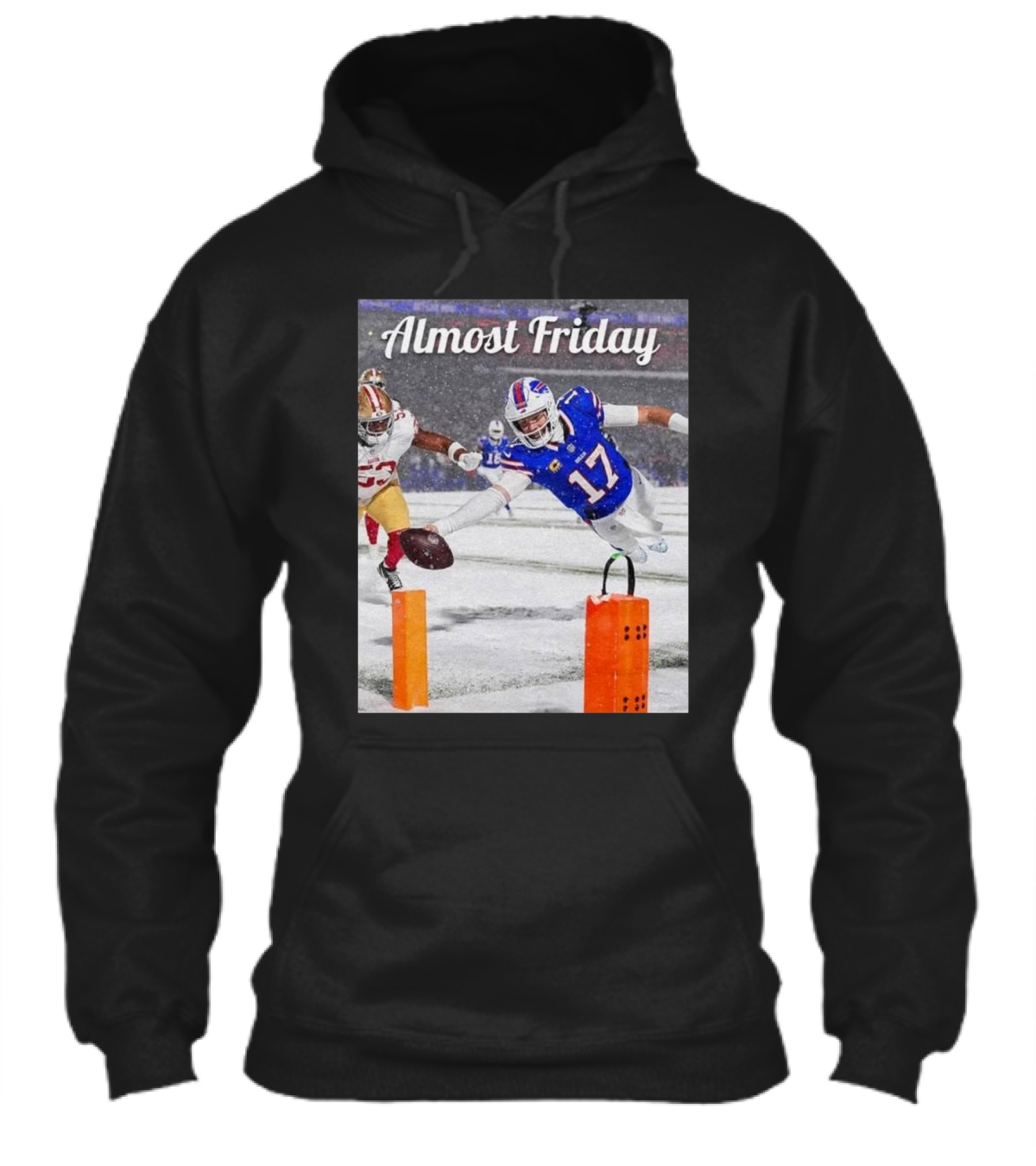 Almost Friday Josh Allen Diving Touchdown Snow Football Shirt