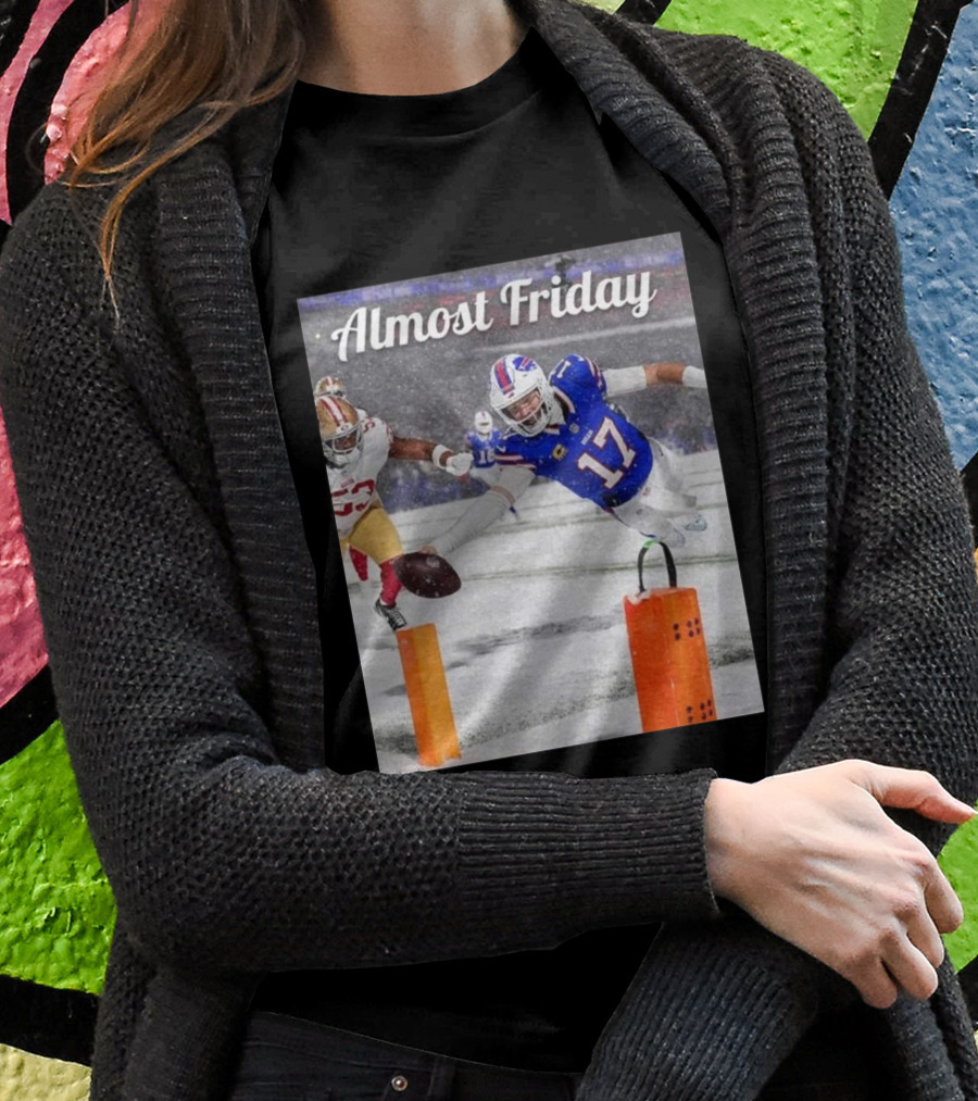 Almost Friday Josh Allen Diving Touchdown Snow Football Shirt