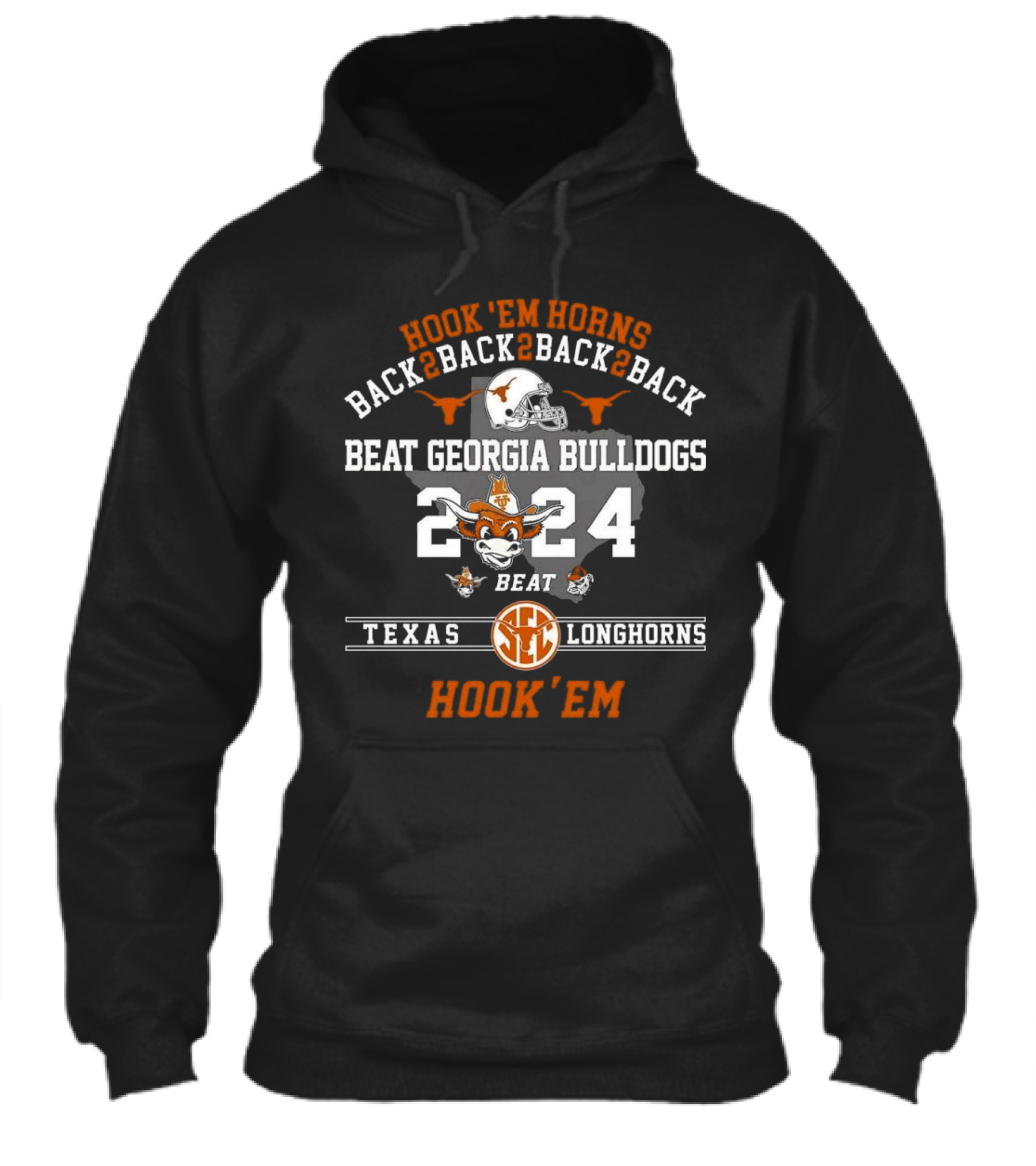 Hook Em Horns Texas Longhorns Back To Back Beat Georgia Bulldogs Shirt