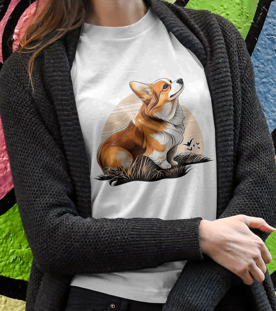 Corgi Dog Cute Sunset Scene Shirt