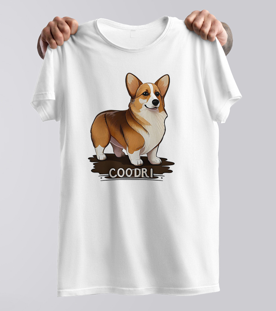 Corgi Cute Baby Dog Illustration With Floral Background Shirt