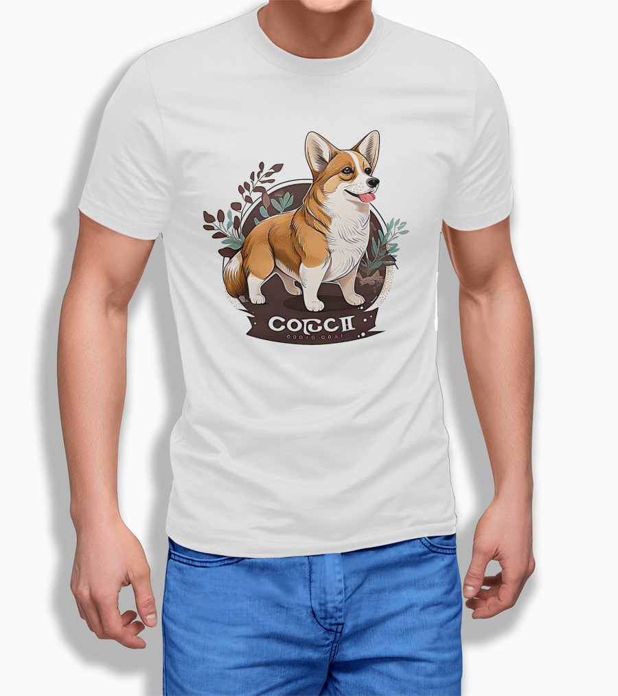 Corgi Cute Baby Dog Illustration With Floral Background Shirt
