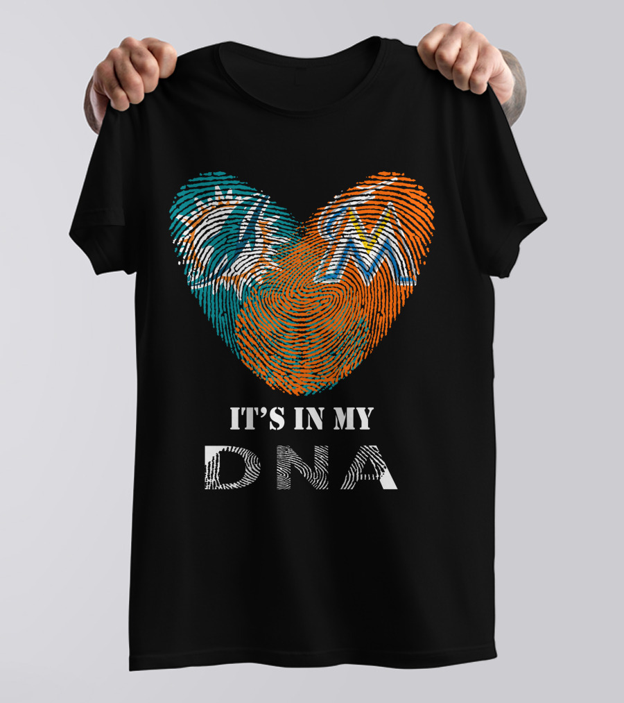 Dolphins Seminoles Its In My Dna Fingerprint Heart Shirt