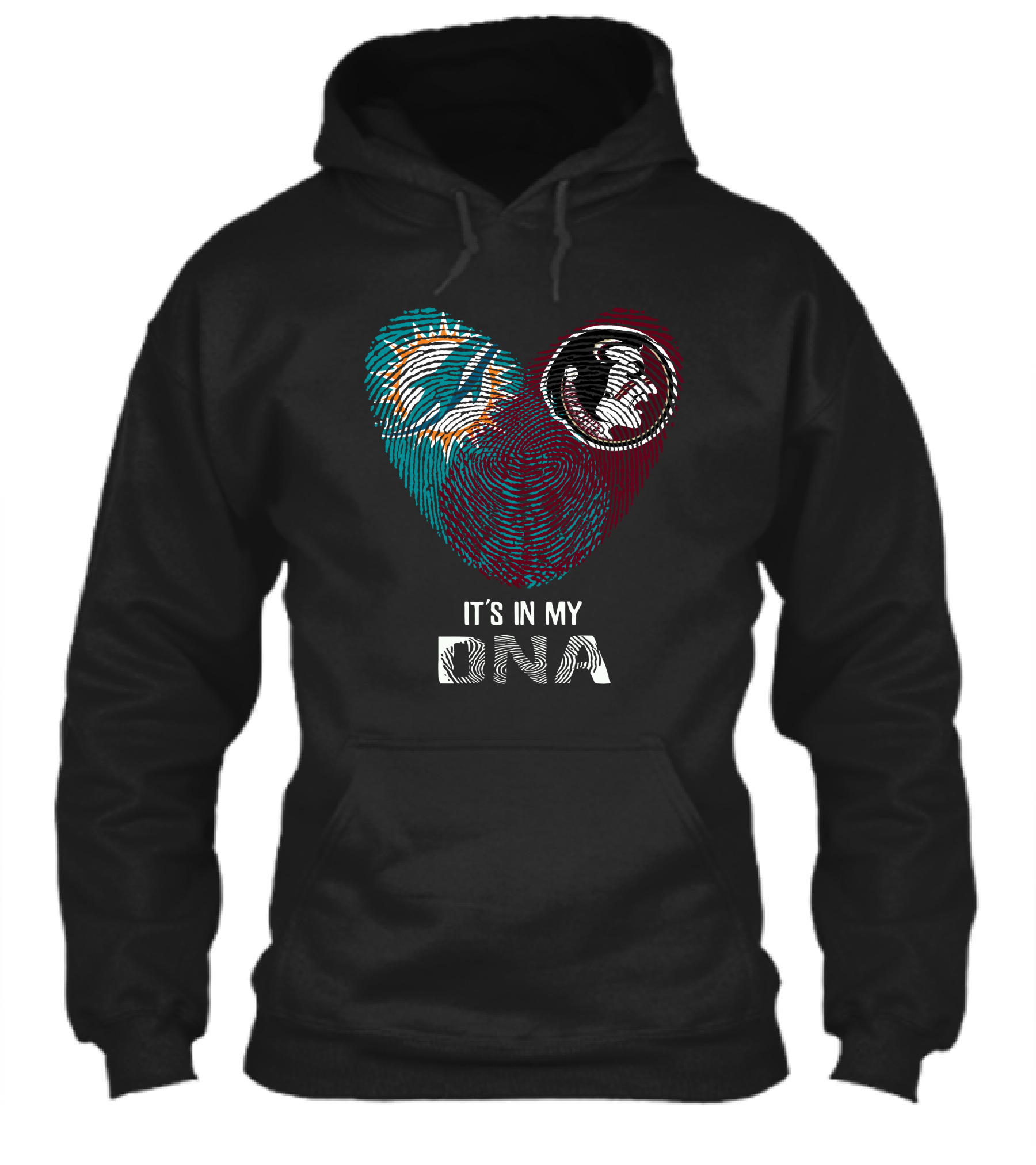 Dolphins Seminoles Its In My Dna Fingerprint Heart Shirt