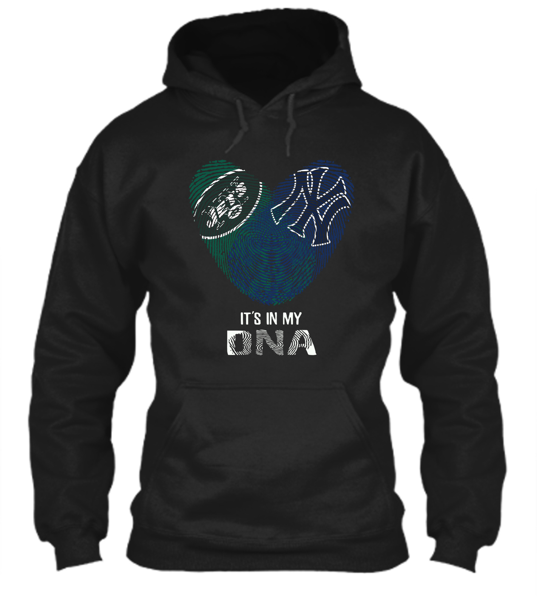 Jets Yankees Fingerprint Heart Its In My Dna Shirt