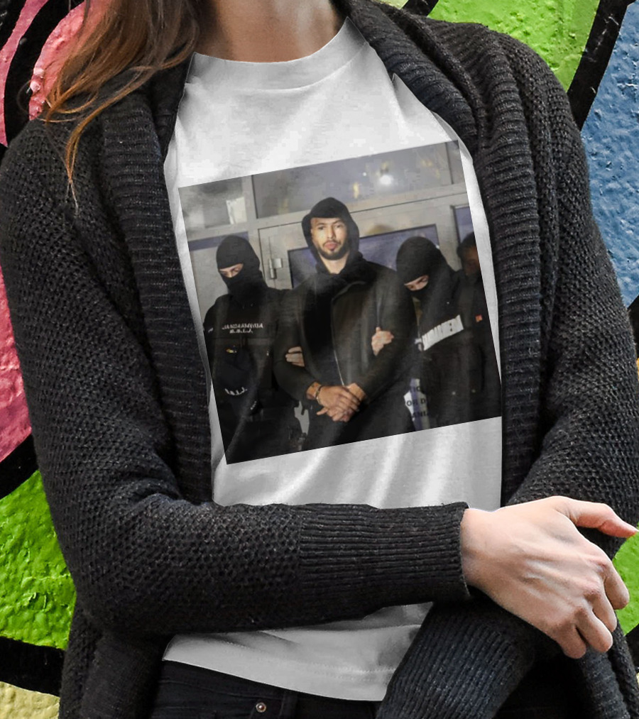 Andrew Tate Arrest With Police In Black Tactical Gear Shirt