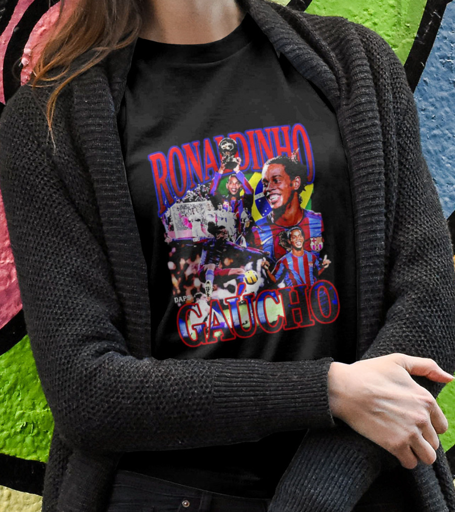 Ronaldinho Gaucho Barcelona Football Legend Retro Collage Shirt