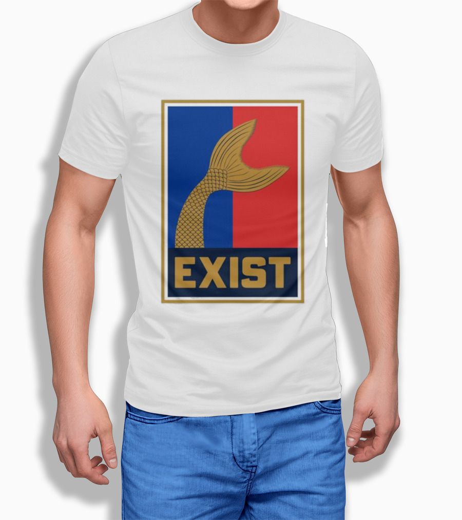 Likkitp Mermaids Exist Fish Tail Symbol Bold Exist Text Shirt