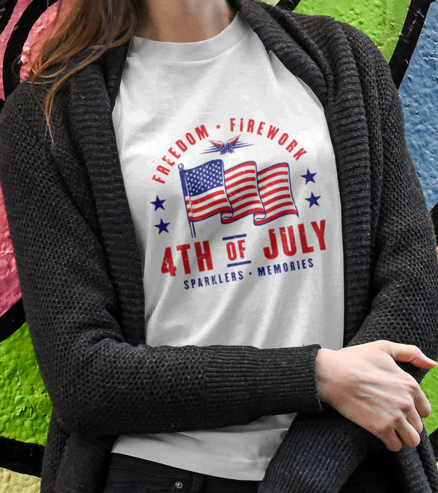 Freedom Firework 4Th Of July Sparklers Memories Usa Flag Shirt