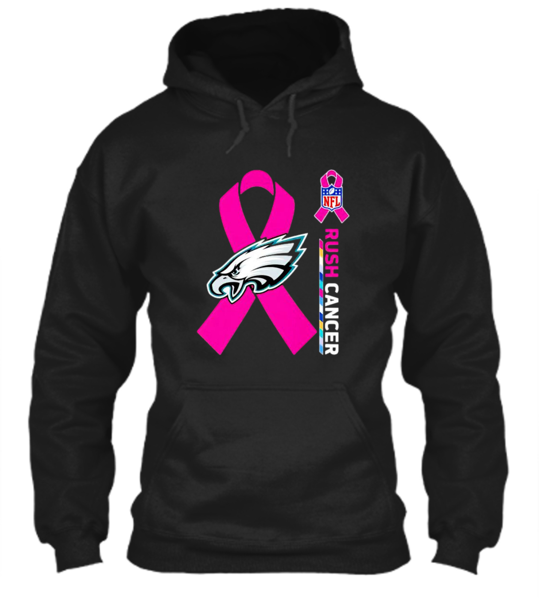 Philadelphia Eagles Nfl Pink Ribbon Rush Cancer Shirt